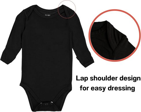 GUISBY Unisex Baby Rayon of Bamboo Snap Bodysuits, Long Sleeve with Mittens Cuffs Bodysuit 2-Packs in Kuwait