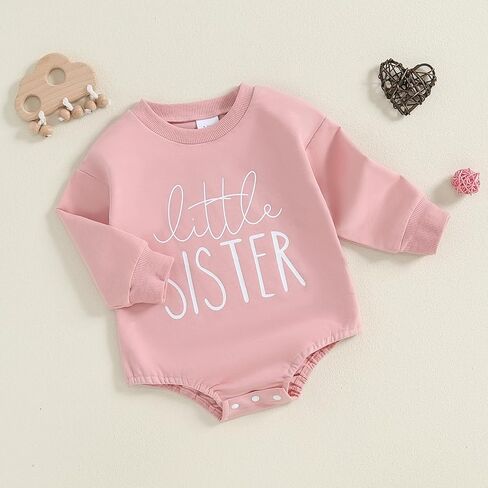 Little Brother Lil Sister Matching Outfits Baby Boy Girl Sweatshirt Romper Lil Bro Sis Siblings Clothes in Kuwait
