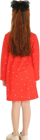 Mud Kingdom Girls Christmas Dress Long Sleeve Santa Claus Party Gift A-Lined Loose Fit in Kuwait