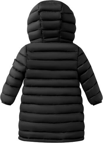 HILEELANG Kids Boy Girl Puffer Jacket Coat Hood Mid Length Light Weight Warm Insulated Padded Classic Solid Winter Outwear in Kuwait