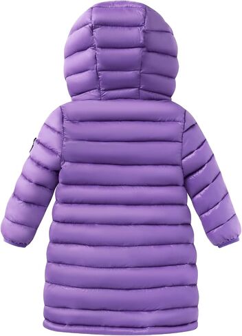 HILEELANG Kids Boy Girl Puffer Jacket Coat Hood Mid Length Light Weight Warm Insulated Padded Classic Solid Winter Outwear in Kuwait