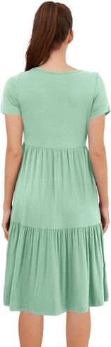 PARNIXS Women's Summer Nursing Dress Short Sleeve Maternity Knee Length Breastfeeding Dress in Kuwait