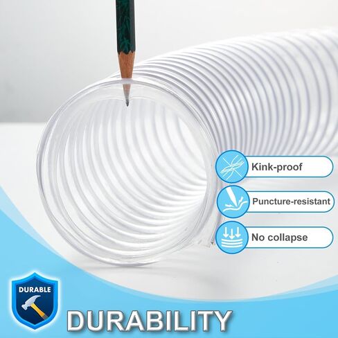 2 1/2 x 20’ Heavy Duty PVC Clear Flexible Dust & Fume Collection Hose with Carbon Steel Wire Coil, Puncture Resistant Hoses for Collectors in Saudi Arabia