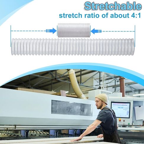 2 1/2 x 20’ Heavy Duty PVC Clear Flexible Dust & Fume Collection Hose with Carbon Steel Wire Coil, Puncture Resistant Hoses for Collectors in Saudi Arabia