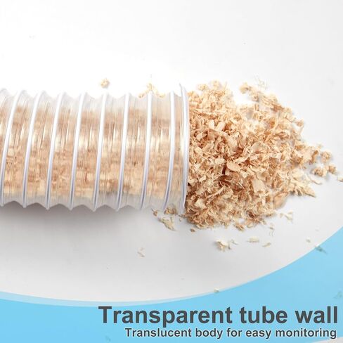 2 1/2 x 20’ Heavy Duty PVC Clear Flexible Dust & Fume Collection Hose with Carbon Steel Wire Coil, Puncture Resistant Hoses for Collectors in Saudi Arabia