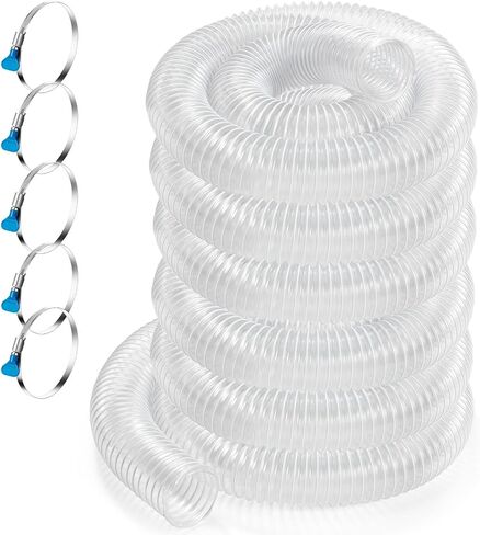 2 1/2 x 20’ Heavy Duty PVC Clear Flexible Dust & Fume Collection Hose with Carbon Steel Wire Coil, Puncture Resistant Hoses for Collectors in Saudi Arabia