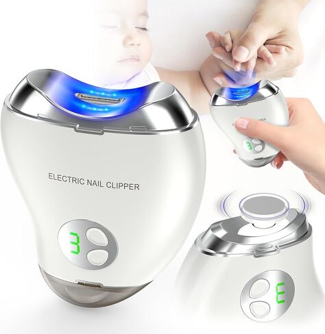 Electric Nail Clipper, Baby Nail Clipper with LED Light and Storage Box, Cordless Safety Nail Clipper with 3 Speed Gears, Electric Nail Trimmer for Baby, Seniors, Adult in Saudi Arabia