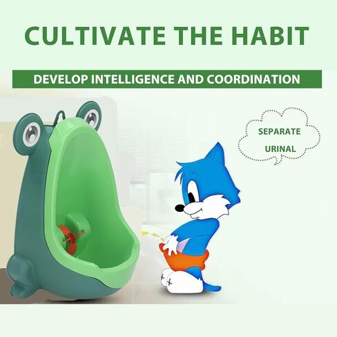 Potty Training Urinal for Boys, Cute Frog Standing Mounted Urinal with Aiming Target and Suction Cup, Bathroom Toilet Pee Trainer for Kids Toddlers Children Boy (Green) in Saudi Arabia
