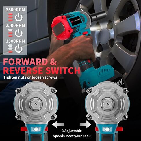 مفتاح ربط لاسلكي بمطرقة 650 نيوتن متر، مسدس تأثير مدمج 21 فولت 1/2 بوصة مع بطارية 2 × 4.0 أمبير وشاحن سريع، مآخذ، مثقاب لولبي، محول، مسدس بدون فرشاة لشاحنة السيارة المنزلية in Kuwait