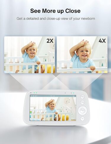 HiPP No WiFi Video Baby Monitor, 5" 720P HD Split-Screen Baby Monitor with 2 Camera and Audio, Infrared Night Vision, 2X Zoom, 900ft Long Range, 4500mAh Battery, 2 Way Audio Talk, White in Saudi Arabia