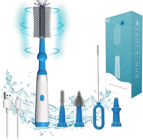 Electric Bottle Brush,Long Handle Electric Water Bottle/Baby Bottle Brush Cleaner, Extra Long Bottle Cleaning Brush Set,1500 mAh,Waterproof IP65 in Saudi Arabia