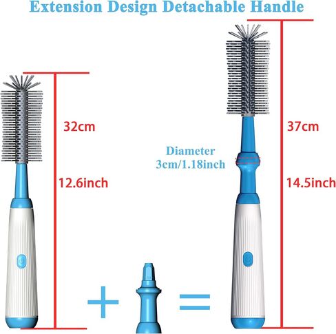 Electric Bottle Brush,Long Handle Electric Water Bottle/Baby Bottle Brush Cleaner, Extra Long Bottle Cleaning Brush Set,1500 mAh,Waterproof IP65 in Saudi Arabia