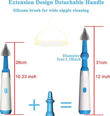 Electric Bottle Brush,Long Handle Electric Water Bottle/Baby Bottle Brush Cleaner, Extra Long Bottle Cleaning Brush Set,1500 mAh,Waterproof IP65 in Saudi Arabia