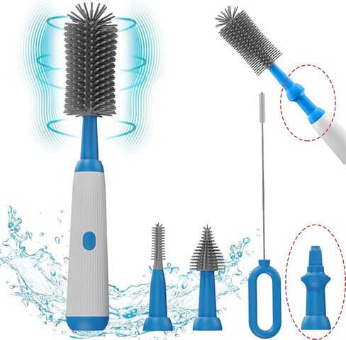 Electric Bottle Brush,Long Handle Electric Water Bottle/Baby Bottle Brush Cleaner, Extra Long Bottle Cleaning Brush Set,1500 mAh,Waterproof IP65 in Saudi Arabia