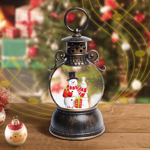 Christmas Snow Globes, Santa Claus and Dog Christmas Lantern with 8 Songs, 6H Timer Battery & USB Powered Glitter Music Box for Christmas Table Decorations Holiday Girl Boy Adults Gifts in Saudi Arabia