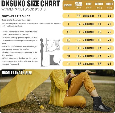 أحذية المطر DKSUKO للنساء مقاومة للماء ومطاطة سهلة الارتداء عند الكاحل in Saudi Arabia