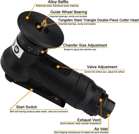 Mini Pneumatic Chamfering Machine, Portable Handheld Air Chamfer Tool for Chamfering Metal 45 degree Arc Corner Beveling Trimming Deburring Machine in Kuwait