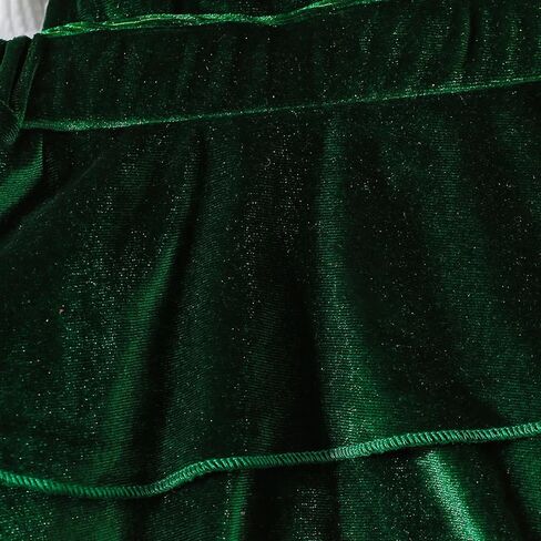 ملابس Noubeau للفتيات الصغيرات للكريسماس بأكمام طويلة + مجموعة تنورة مخملية + عصابة رأس 3 قطع ملابس الخريف والشتاء (أخضر، 0-3 أشهر) in Kuwait