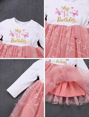 ODASDO Baby Girls First Birthday Outfit Cotton Long Sleeve Tulle Tutu Princess Dress with Bowknot Headband Set in Kuwait
