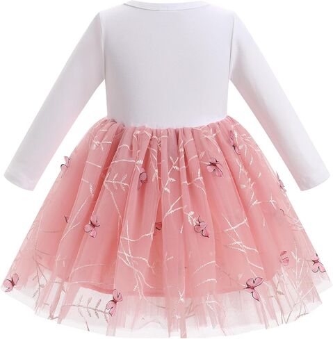 ODASDO Baby Girls First Birthday Outfit Cotton Long Sleeve Tulle Tutu Princess Dress with Bowknot Headband Set in Kuwait