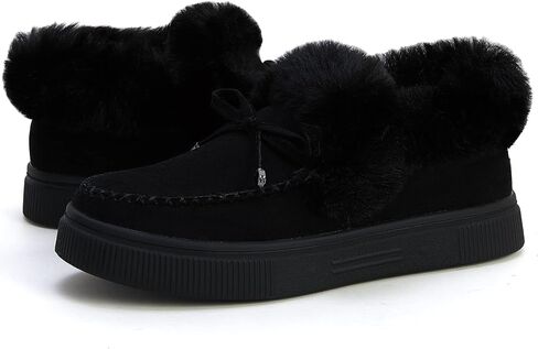 TINSTREE Winter Flat Boots Warm Durable Shoes Casual Fashion Fur Lining Ankle Snow Boots Loafer Flats Platform Thick Plush Shoes for Women in Saudi Arabia