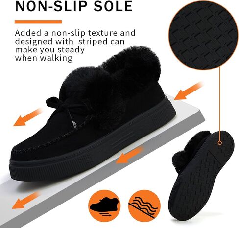 TINSTREE Winter Flat Boots Warm Durable Shoes Casual Fashion Fur Lining Ankle Snow Boots Loafer Flats Platform Thick Plush Shoes for Women in Saudi Arabia