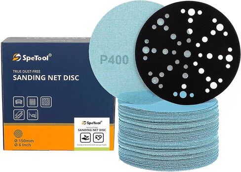 SpeTool Net Sanding Disc, Anti-Blocking 6 Inch Sanding Discs with Sander Pad Saver, 30 Pieces Sandpaper Discs, Grit 240, Dustless Hook and Loop Mesh Sandpaper for Wood, Drywall, Metal, Epoxy Resin in Saudi Arabia
