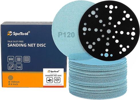 SpeTool Net Sanding Disc, Anti-Blocking 6 Inch Sanding Discs with Sander Pad Saver, 30 Pieces Sandpaper Discs, Grit 240, Dustless Hook and Loop Mesh Sandpaper for Wood, Drywall, Metal, Epoxy Resin in Saudi Arabia