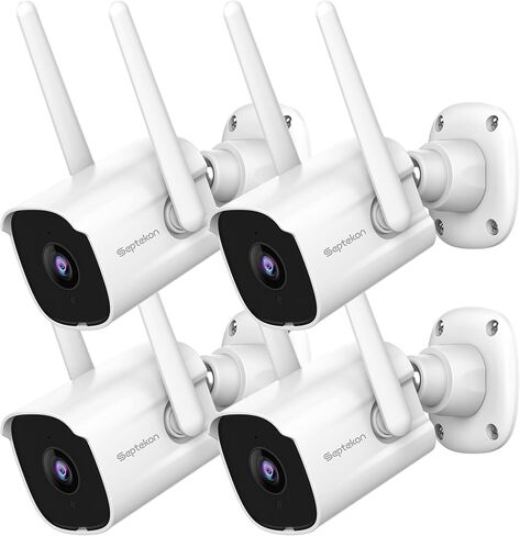 Septekon 2K Home Security Cameras, 4 Pack Wired WiFi Outdoor Security Cameras with Night Vision, Two-Way Audio, 2.4G WiFi, IP66, Motion Detection Alarm - P30 in Saudi Arabia