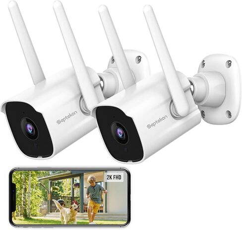 Septekon 2K Home Security Cameras, 4 Pack Wired WiFi Outdoor Security Cameras with Night Vision, Two-Way Audio, 2.4G WiFi, IP66, Motion Detection Alarm - P30 in Saudi Arabia
