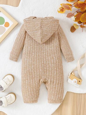 Newborn Baby Boy Clothes Cute Infant Boy Fall Outfits Baby Winter Hooded Romper Jumpsuit Bodysuit Winter Clothes in Saudi Arabia