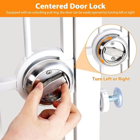 بوابة للحيوانات الأليفة بطول 71 بوصة مع باب للقطط، بوابة للقطط عريضة للغاية مقاس 27-37.5 بوصة للمدخل، بوابة مثبتة على ضغط الحفر للقطط، حاجز طويل للكلاب الأليفة في الأماكن المغلقة والخارجية، بدون القفز لممر السلالم، أبيض in Kuwait