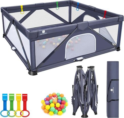 Foldable Baby Gate Playpen, 47"x47"(15.5 sq. ft Space), Extra Large Playards for Toddler, Indoor & Outdoor, Kids Activity Center, Suitable for Home Travel Picnic (47 * 47 INCHES) in Saudi Arabia