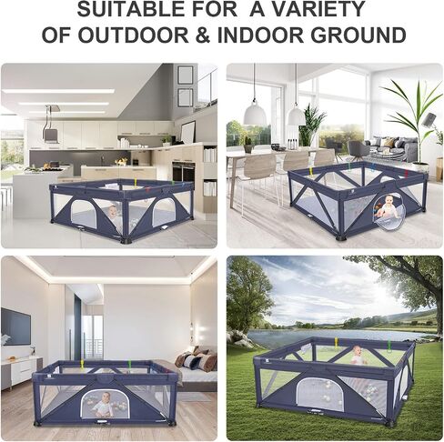 Foldable Baby Gate Playpen, 47"x47"(15.5 sq. ft Space), Extra Large Playards for Toddler, Indoor & Outdoor, Kids Activity Center, Suitable for Home Travel Picnic (47 * 47 INCHES) in Saudi Arabia