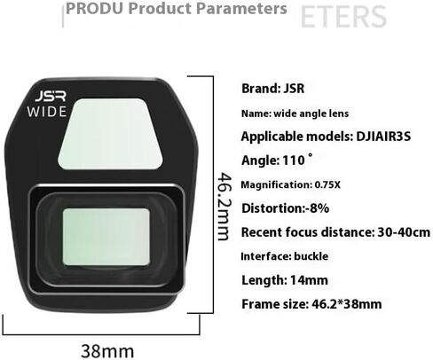 مرشح عدسة بزاوية واسعة لـ DJI Air 3S، نطاق التصوير 0.75 X / 110 درجة مقاوم للماء، مقاوم للزيت in Kuwait