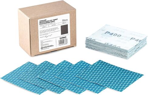 toolant 1/4 Sheet Sandpaper, 400 Grit Diamond Shape Sander Sheets for Woodworking,4.5" x 5.7" Size(50 Pack) Hook & Loop Backing for Palm Sander in Saudi Arabia