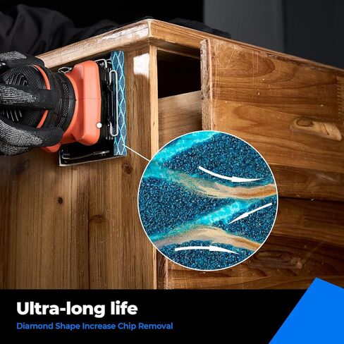 ورق صنفرة 1/4 ورقة من Toolant، ورقة صنفرة على شكل ماسي 400 حبيبة لأعمال النجارة، حجم 4.5 بوصة × 5.7 بوصة (50 حزمة) خطاف وحلقة داعمة لصنفرة النخيل in Kuwait