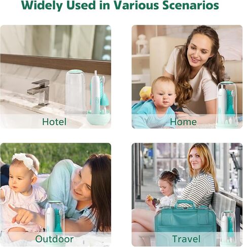 Electric Bottle Brush, Electric Bottle Brush Cleaner with UV Light, Rechargeable Baby Bottle Brush Set with Nipple & Straw Brush, Mixing Head, Drying Rack and Storage Box in Saudi Arabia