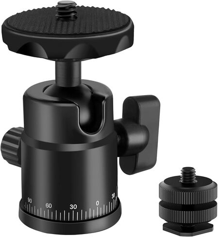 Universal 1/4" Swivel Mini Ball Head Screw Tripod Mount with Hot Shoe Mount, EszkozTA 360° Panoramic Rotating Mount Base Adapter for DSLR Cameras HTC Vive Tripods Monopods Light Stand in Saudi Arabia