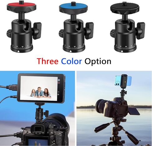 Universal 1/4" Swivel Mini Ball Head Screw Tripod Mount with Hot Shoe Mount, EszkozTA 360° Panoramic Rotating Mount Base Adapter for DSLR Cameras HTC Vive Tripods Monopods Light Stand in Saudi Arabia