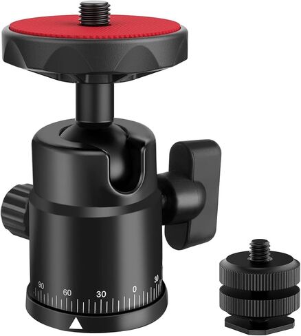 Universal 1/4" Swivel Mini Ball Head Screw Tripod Mount with Hot Shoe Mount, EszkozTA 360° Panoramic Rotating Mount Base Adapter for DSLR Cameras HTC Vive Tripods Monopods Light Stand in Saudi Arabia