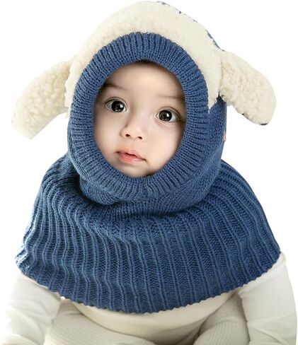 ZWA Baby Girls Boys Winter Hat Scarf Earflap Hood Scarves Toddler Kids Cute Rabbit Ears Hat in Saudi Arabia