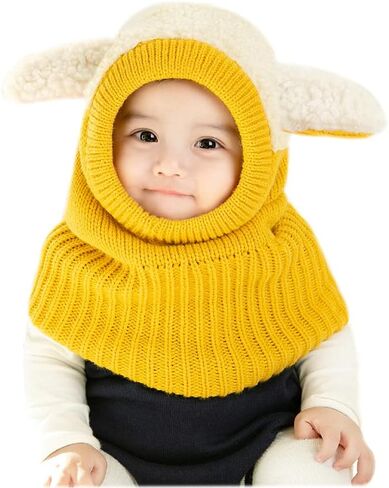 ZWA Baby Girls Boys Winter Hat Scarf Earflap Hood Scarves Toddler Kids Cute Rabbit Ears Hat in Saudi Arabia