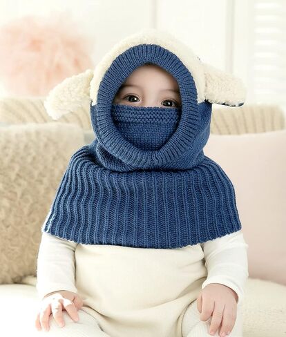ZWA Baby Girls Boys Winter Hat Scarf Earflap Hood Scarves Toddler Kids Cute Rabbit Ears Hat in Saudi Arabia