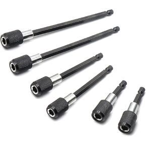 6 Piece 1/4" Hex Shank Quick Change Bit Extension,Quick Release Bit Extension Set for Screws, Nuts, Dril (60mm/100mm/150mm)