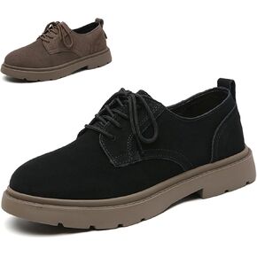 Women's Suede Lace up Platform Vintage Oxfords Comfortable Round Toe Non Slip Lug Sole Work Business Dress Shoes for Office Outdoor Traveling