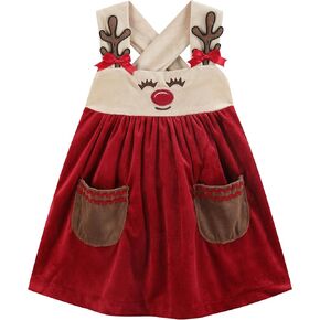 Lil cactus Baby and Toddler Girls Red and White Reindeer Christmas Jumper