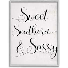 Stupell Industries Sweet Southern & Sassy Lively Cursive Typography, Designed by Daphne Polselli Wall Plaque, 10 x 15, Off-White