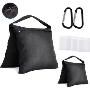 2 Packs Heavy Duty Sandbags, Sand Bags with Two PE Bags and Zipper for Backdrop Stand, Support Light Stand, Baseball Bases, Soccer Rebounder Board