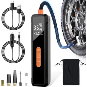 Tire Inflator Portable Air Compressor 150 PSI, Universal Electric Air Pump for Car Tires, Auto Bike Tire Pump with Digital Pressure Gauge Emergency LED Light Automatic Shut Off for Car Bicycle
